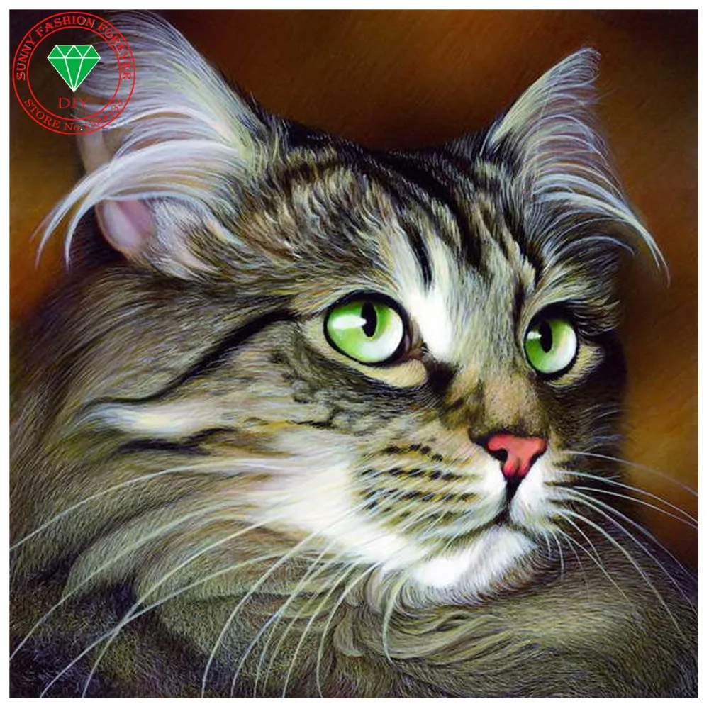 Diy Diamond painting animal Cat diamond cross stitch crystal square