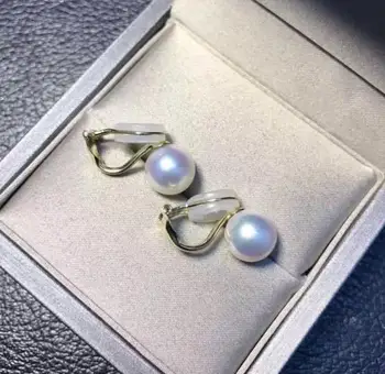 

pair of 10-11mm south sea roundwhite pearl earring 18/k for no earring hole