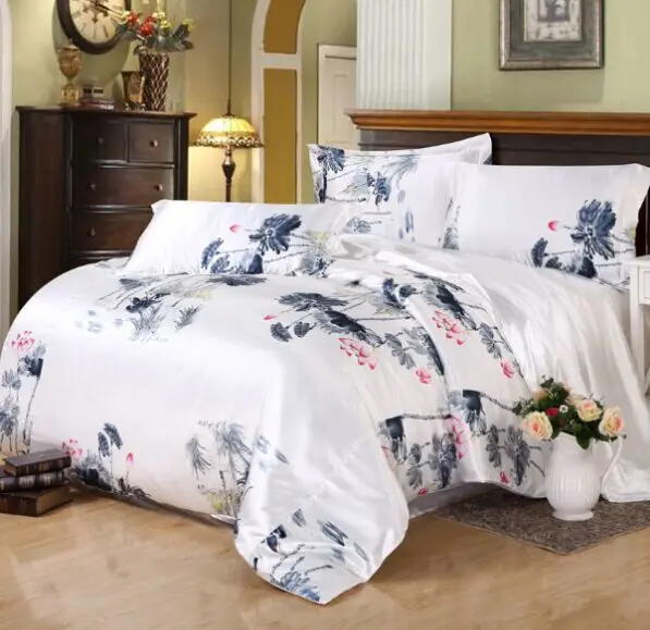 Buy Home Textile silk bedding set duvet cover set silk bedding Chinese style
