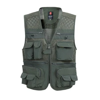 b Summer Mesh Vest For Men Spring Autumn Male Casual Thin Breathable Multi Pocket Waistcoat Mens Baggy 5XL Vest With Many Pocket multi pocket tactical vest black male vest outdoor male cs field equipment breathable mesh