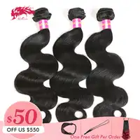 Ali Queen Human Hair Malaysian Hair 10A Body Wave Bundles 8-26 Inches 100% Human Hair Weave Bundles Natural Color Virgin Hair