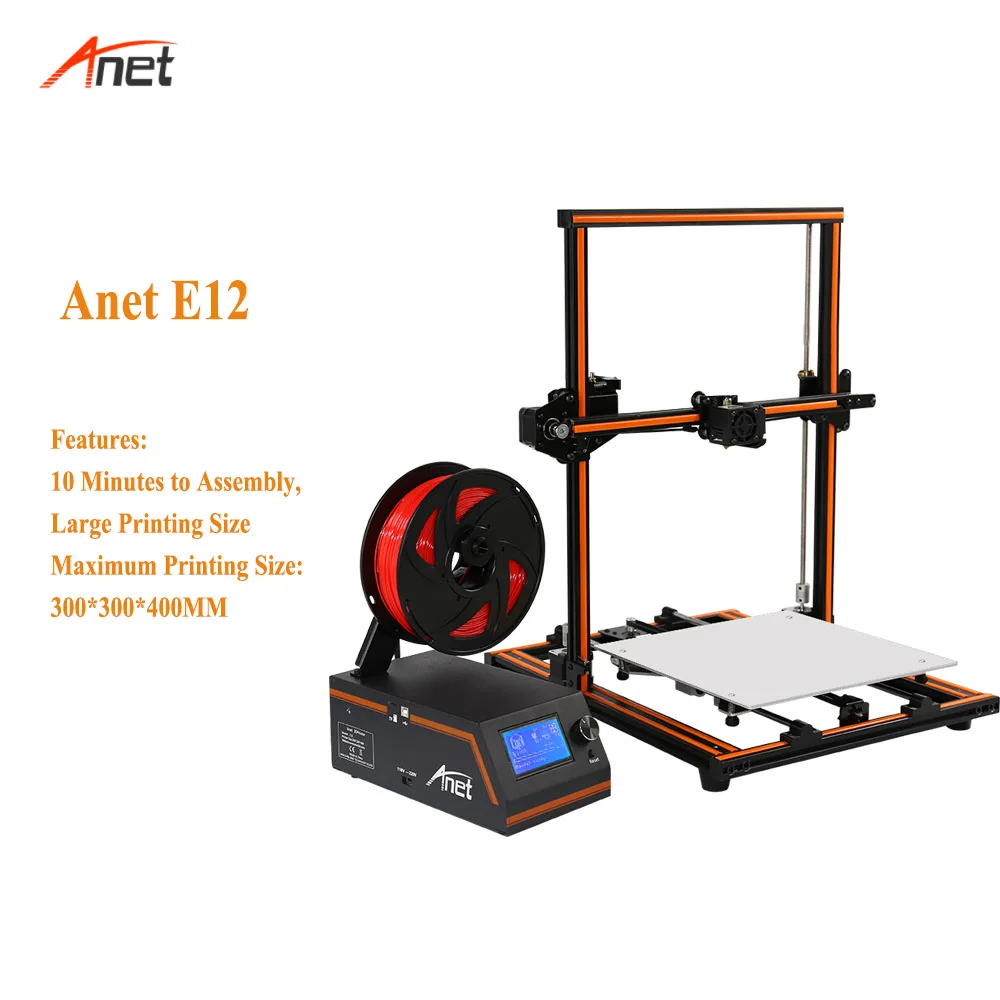 cheap Anet E12 3D printer DIY Kit Large print Size I3 Prusa Printer Impresora 3d Metal Frame High Precision 3d Drucker Remote Feeding