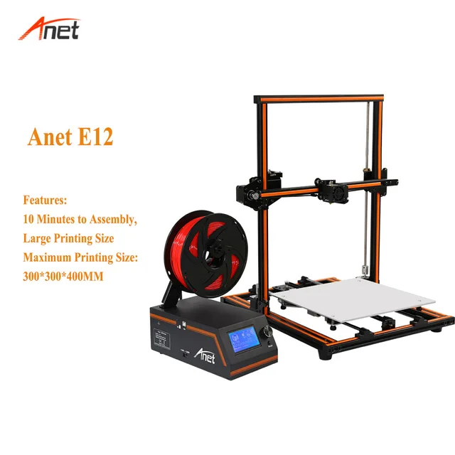 Best Quality Anet E12 3D printer DIY Kit Large print Size I3 Prusa Printer Impresora 3d Metal Frame High Precision 3d Drucker Remote Feeding
