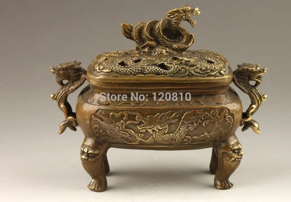 

Vintage Handmade Collected Bronze Vivid Dragon Statue Incense Burner
