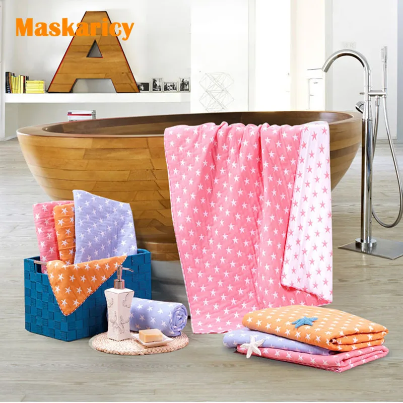70*140cm Baby towel 100Cotton gauze starfish bath towel boy girl rectangle print blanket double