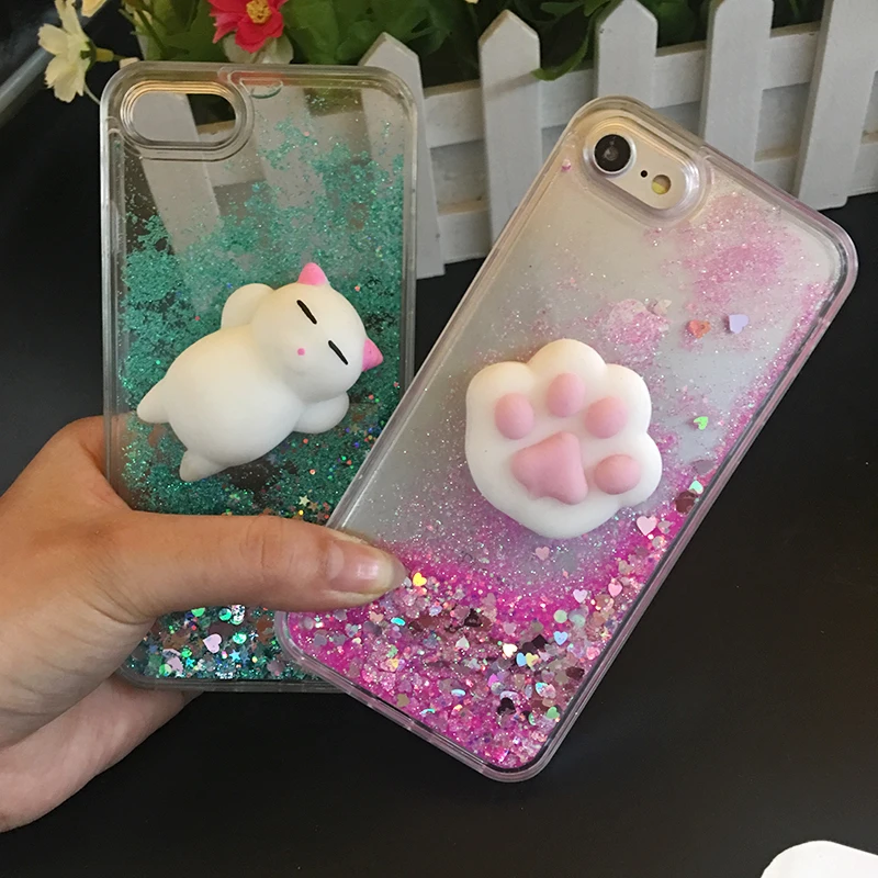 Case for iPhone X 6s 5 SE Case 3D Soft Silicone Cat Squishy Kneading Silicon TPU Phone Case Cover for iPhone 6P 7P 7 8P (24)