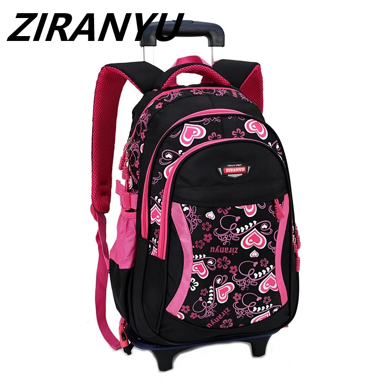 

New Children Trolley Backpack School Bags For Grils Wheeled Bag Student Detachable Rolling Backpacks Women travel bag Mochila