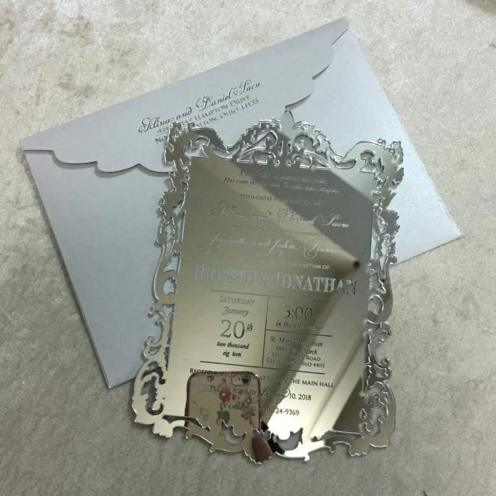 acrylic invitation Acrylic Menu Card/ Laser Etched/Engraved Mirror