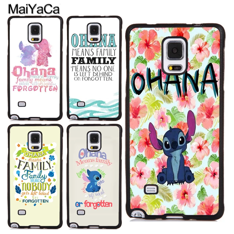 

MaiYaCa Ohana Means Family Lilo Stich Quote TPU Cover For Samsung S4 S5 S6 S7 Edge S8 S9 S10 Plus Lite Note 9 8 4 5 Phone Case