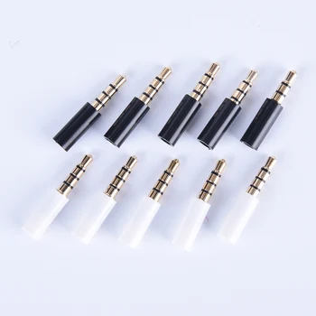 

10pcs 3.5mm Stereo Headset Plug With Tail 4 Pole Gold Plated 3.5mm Audio Plug Jack Adaptor Connector For Phone