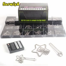 24 шт./компл. металлической проволоки Пазлы Логические комплект Классическая образовательная игрушка-серебро