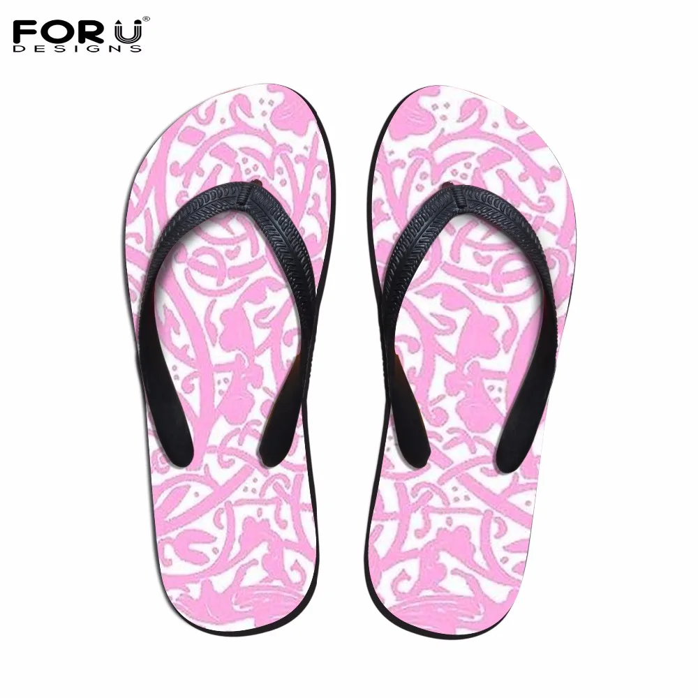 

FORUDESIGNS Pink Women Lace-up Flip Flops Fashion Summer Women's House Slippers Casual Slip-on Beach Shoes Flats Sandals Woman