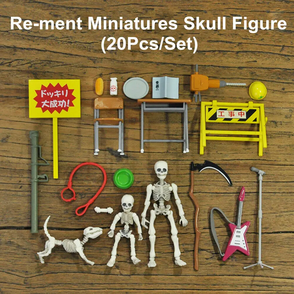 

Re-ment Miniatures Skull Figure Pose Skeleton Figma Action Adult Kids Collection Science Education Toys Gift Home Decor