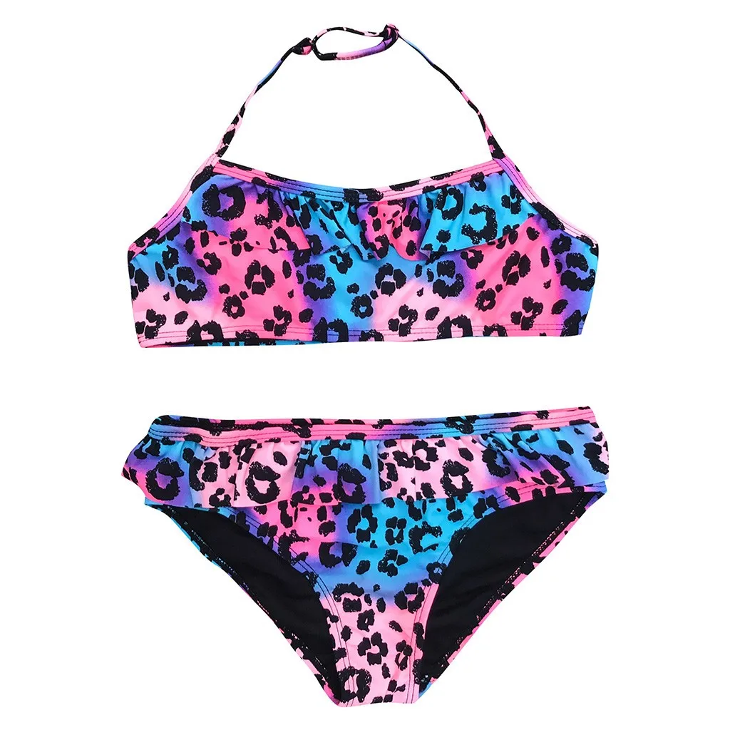 

Kids swimwear for girls separate swimsuit Children Baby Girl Leopard Ruched Bikini Set Swimwear Swimsuit Bathing Clothes D300221