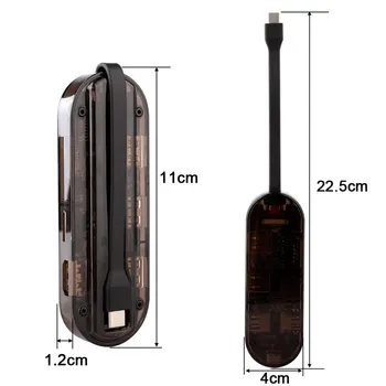 

New 7 in 1 Transparent TYPE-C USB-C To HDMI 4K / PD Type-C 3.1 Charging / USB3.0 USB HUB Converter Adapter Docking Station