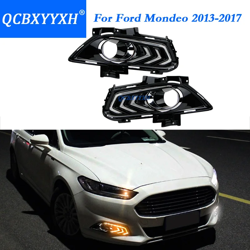 

QCBXYYXH For Ford Mondeo Fusion 2013 -2017 With Turning Yellow Signal Relay Waterproof Car DRL 12V LED Daytime Running Light