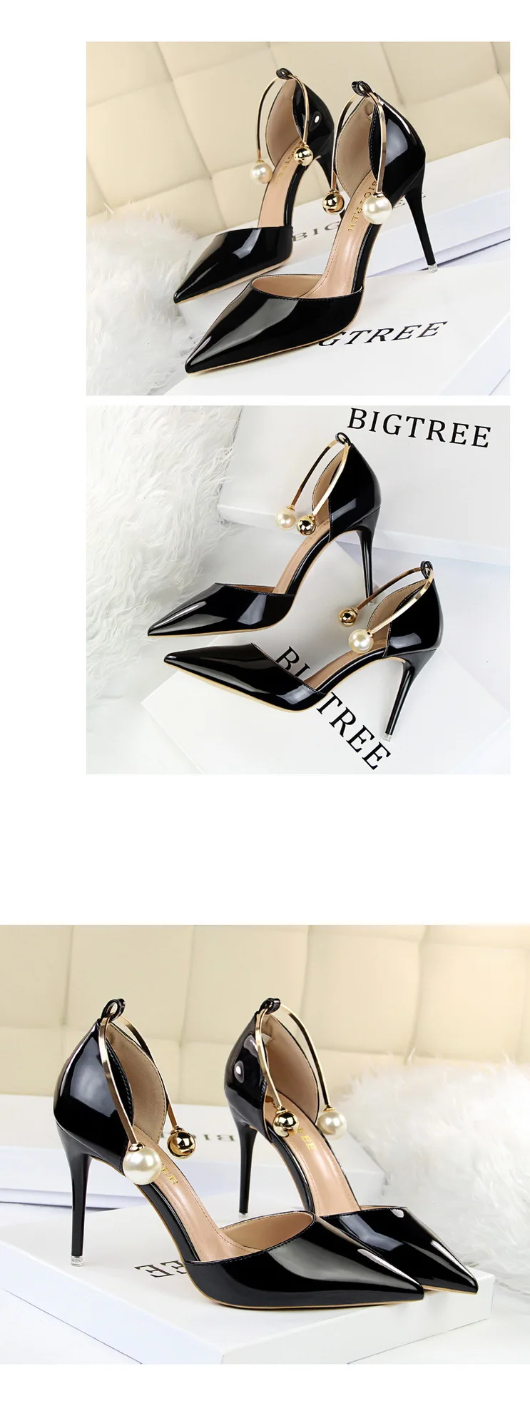 Для женщин жемчуг шпильки металлические летние элегантные туфли-лодочки Лакированная кожа узким острым носком милые босоножки обувь на высоком каблуке G923-13