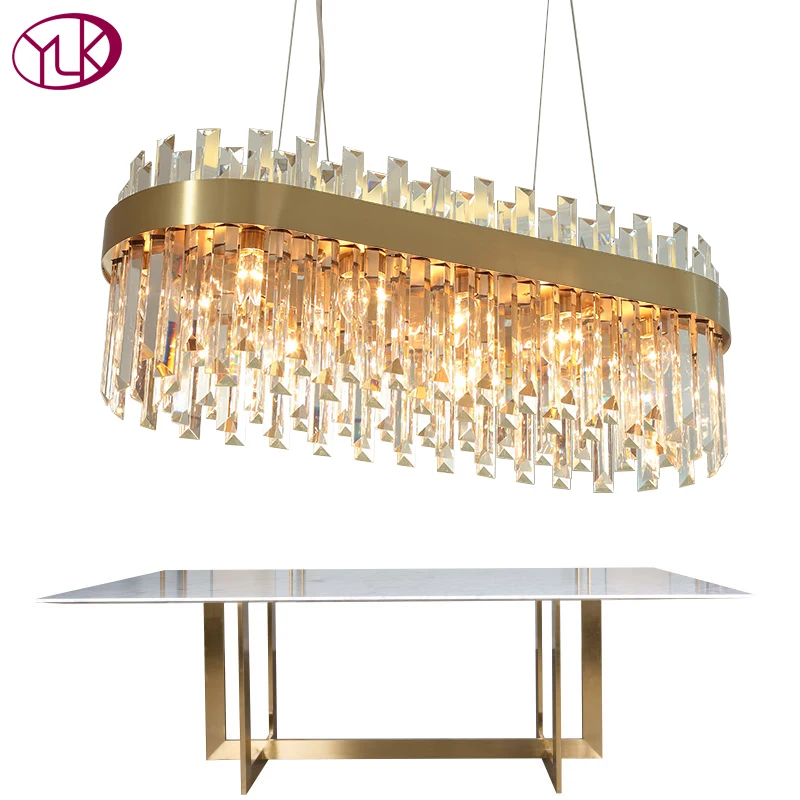 

Youlaike Luxury Gold Chandelier Lighting Dining Room Suspension Crystal Lamp Kitchen Island LED Cristal Lustres AC110-240V Light