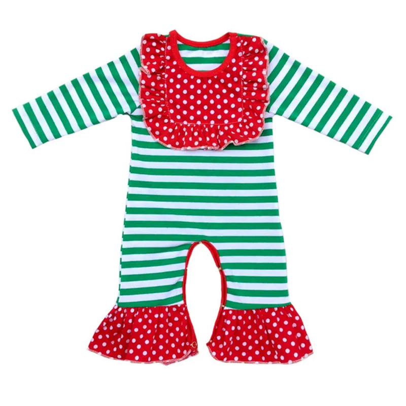 Одежда для новорожденных; Рождественская Пижама для близнецов; красный и черный комбинезон с оборками и принтом для маленьких девочек; подарок на день рождения; комбинезон