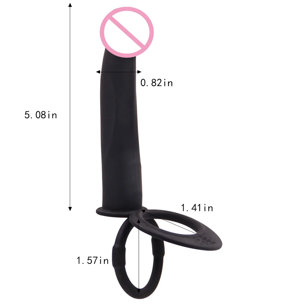 Vibrating Dildo with Penis Rings Strapon Phallus Double Penetration Vaginal Silicone Anal Plug Sex toys 4