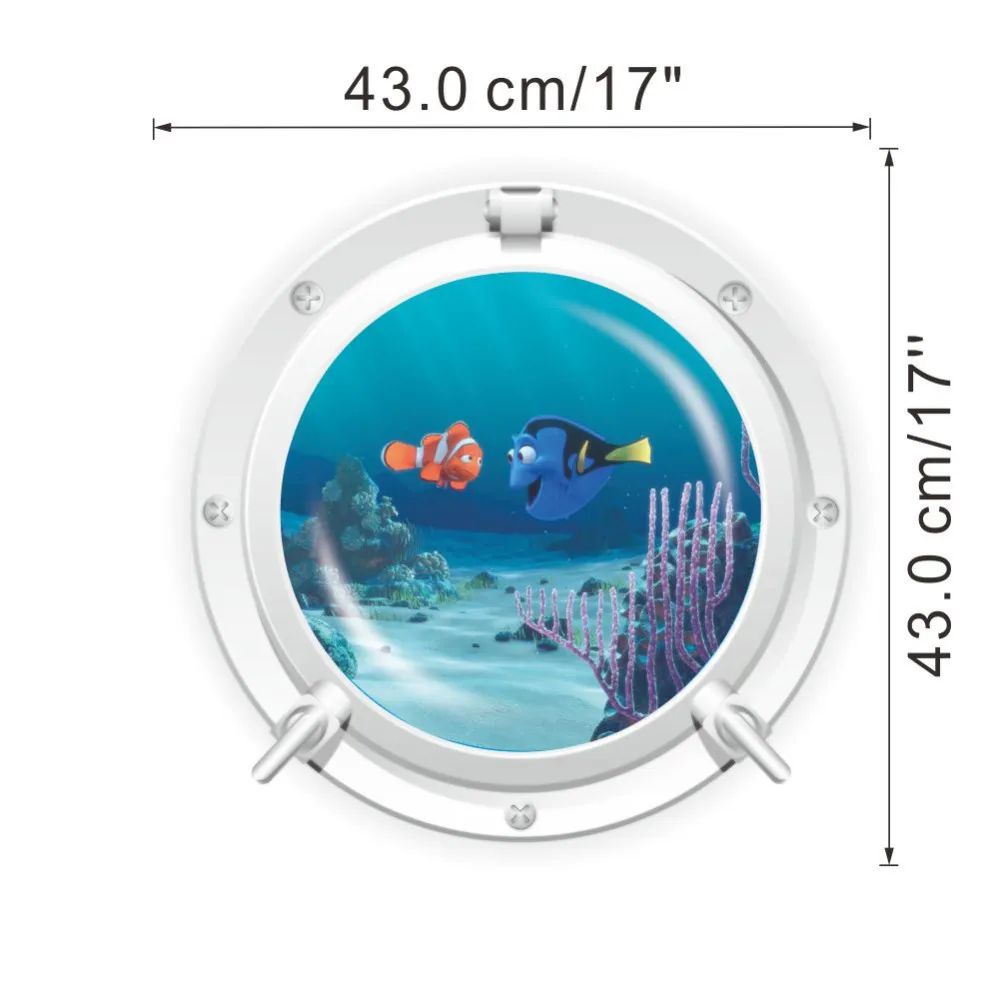 3d вид на океан, рыбка, окно, настенная наклейка в детскую ванную комнату, наклейки, морской портал, отшелушивающая палочка, морской круиз, настенная художественная наклейка для детской комнаты