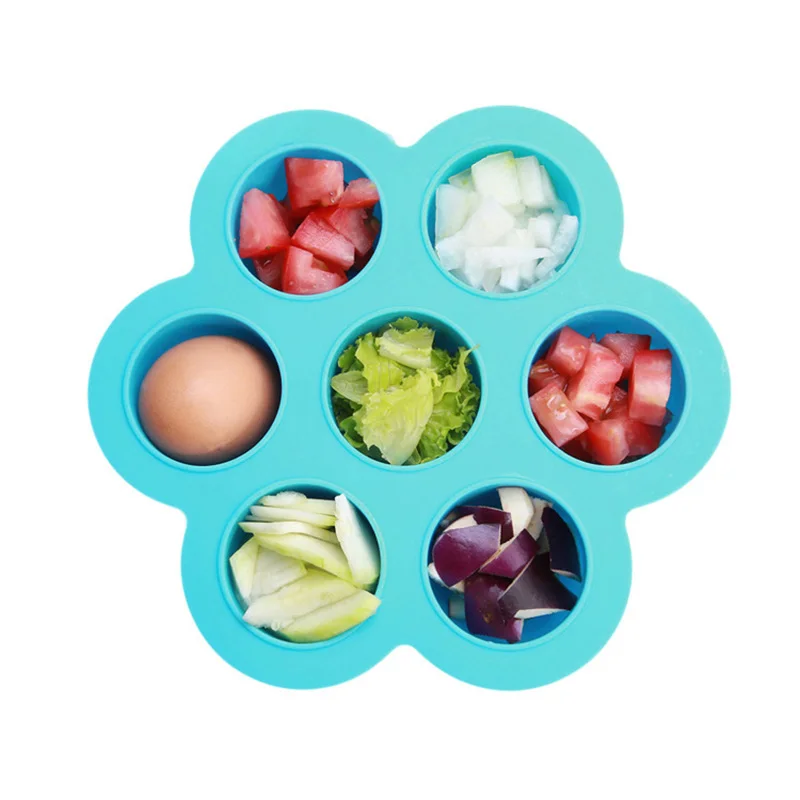 Buy Cute 7 Cavity Silicone Egg Bite Mold Baby Food Storage Container Ice Cube