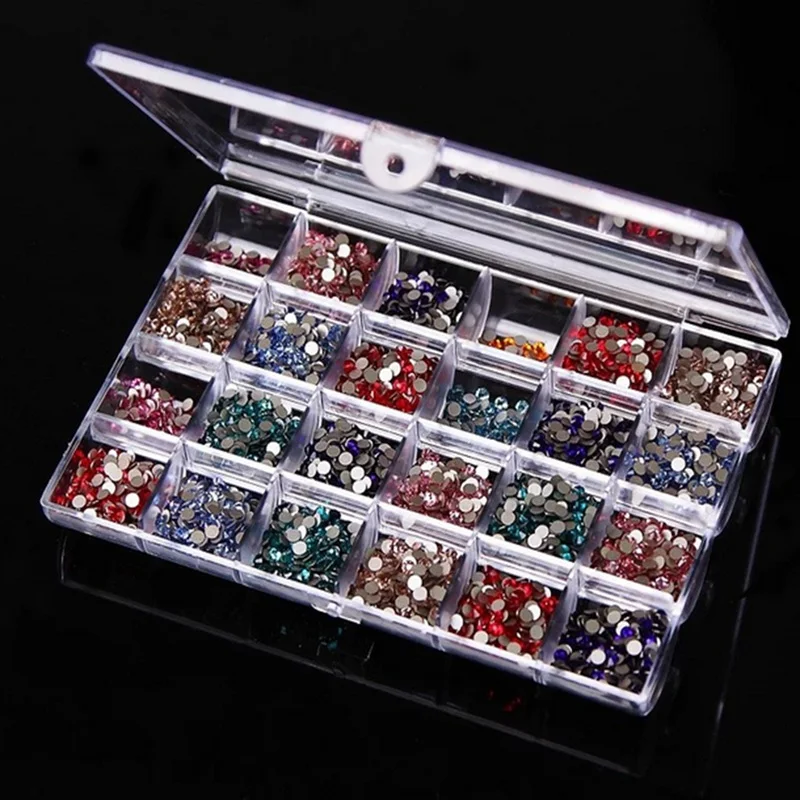 

24 Grids Plastic Empty Nail Rhinestone Storage Box Organizer Case Transparent Nail Art Equiment Tips Jewelry Beads Container