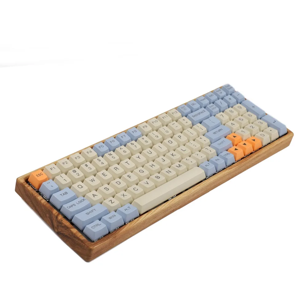 YMDK Fully Programmable 96 Wooden Case Aluminum Plate PCB Stabilizers Support ANSI ISO DIY Kit