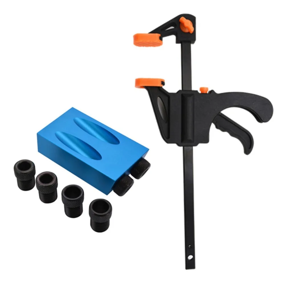 Pocket Hole Jig Kit 6/8/10mm Woodworking Angle Drill Guide Set Hole Puncher Locator Jig Drill Bit Set For DIY Carpentry Tools
