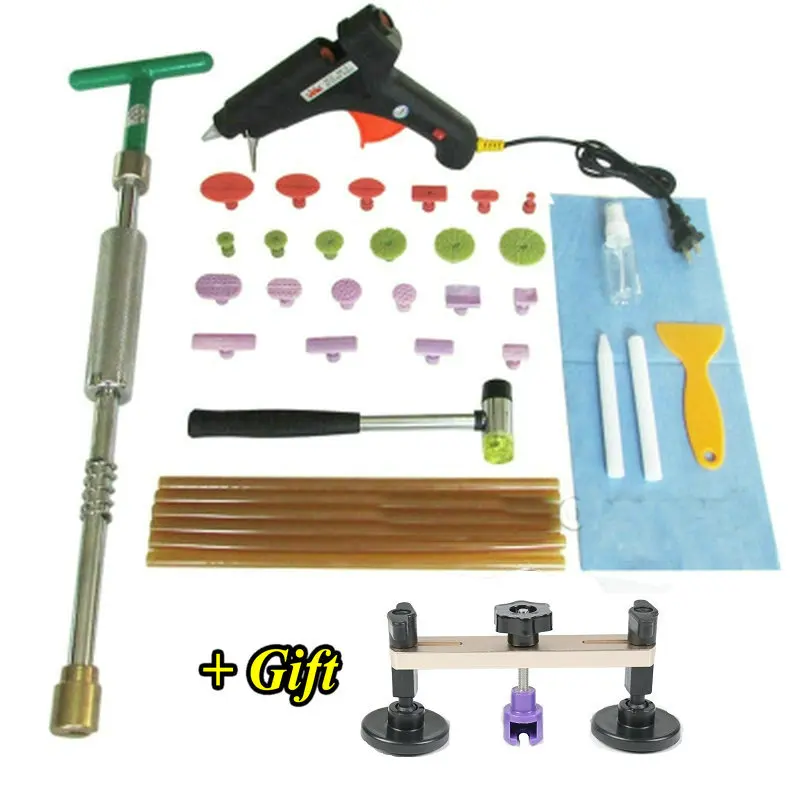 

2 in 1 Slide Hammer Dent Puller Lifter Kit Brass Head Car Paintless Dent Repair Hail Removal Kit PDR Tool Newest Bridge Puller