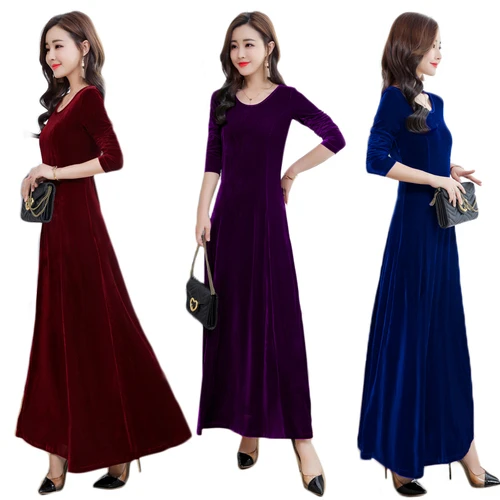 Tingyili-ベルベットのロングドレス,エレガントな女性のイブニング  