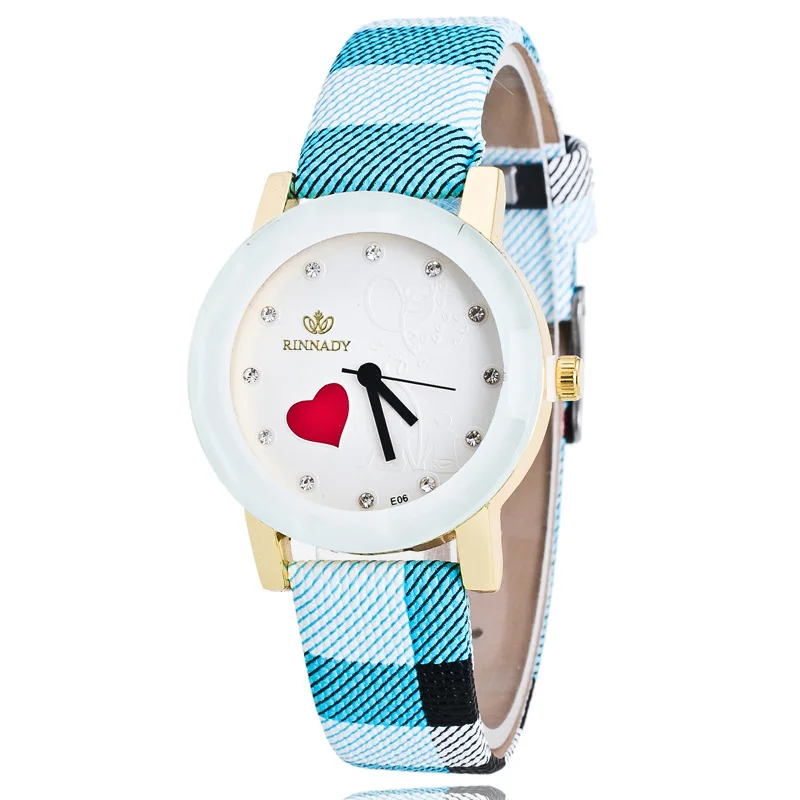 Корейская версия модные женские часы Повседневное модные женские часы, алмаз студент часы кожаный ремешок кварцевые часы