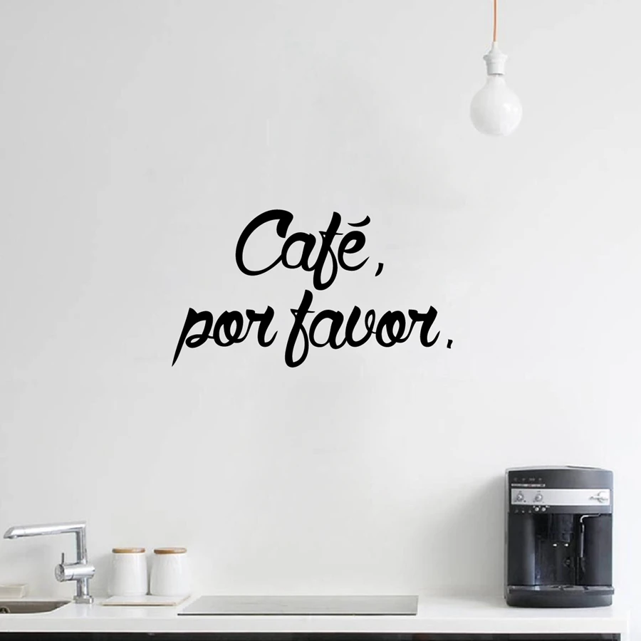 Spanish kitchen coffee decoration wall stickers Vinilo decorativo cafe por favor