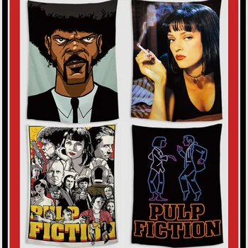 

Pulp Fiction Classic movie Poster Wall Sticker Hanging Painting Art Waterproof Cloth Polyester Fabric Flag Banner Bar cafe Decor