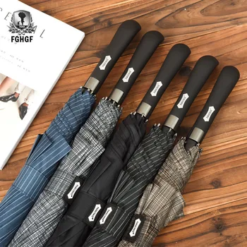 

FGHGF Quality Business Japanese Style Semi Automatic Long Straight Handle Umbrella Large Windproof Rain Gear Paraguas