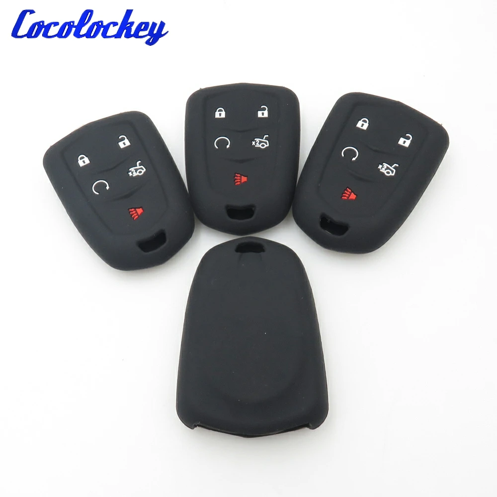 

Cocolockey Silicone Skin Cover Remote Key Holder for Cadillac SRX XTS CTS ATS-L 5 Button No Logo Backside Flat