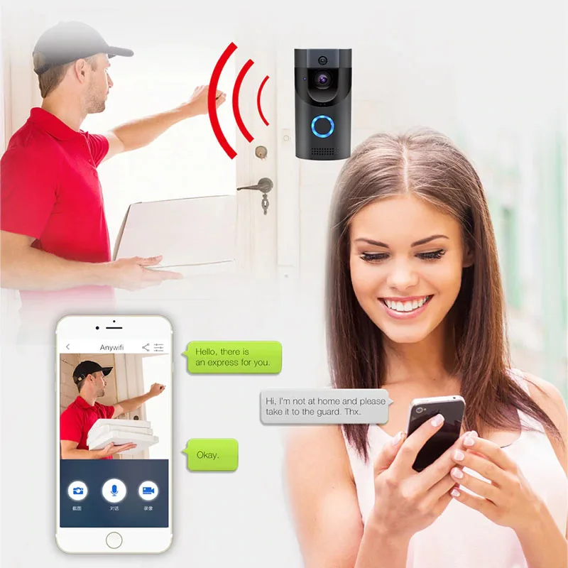 B30 720p ИК Видео Безопасность беспроводной умный дверной звонок Водонепроницаемый Wifi телефон дистанционное управление домофон водонепроницаемый PIR Обнаружение