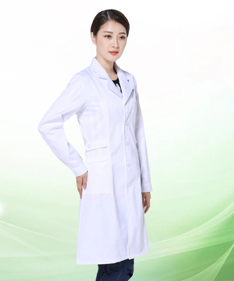 Белое пальто с коротким рукавом женщина-врач одежда Длинные рукава тонкий мужской экспериментальной аптека стажер медсестра татуировки