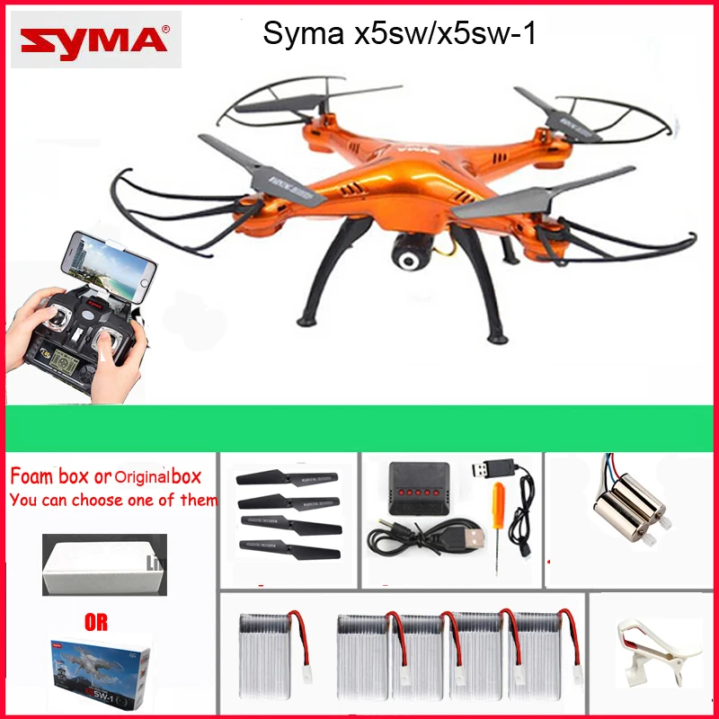 Syma x5sw/X5SW-1 fpv quadcopter wifi, drone com câmera, sem cabeça, controle remoto em tempo real, rc, helicóptero, brinquedos