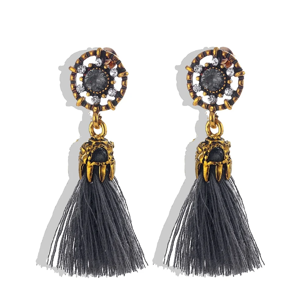 

KISSWIFE Vintage Earrings For Women Jewelry Bright Brick Earrings Flower Ancient Long Tassel Drop Earrings Dangle