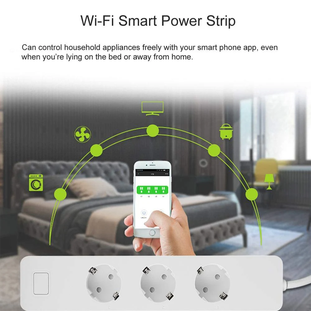 Умная вилка полоса питания WiFi Защита от перенапряжения беспроводной таймер