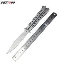 Swayboo тренировочный нож из нержавеющей стали, тусклый складной нож-бабочка, нож без края, тусклый инструмент, тренировочный нож с бабочкой