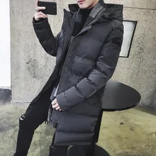 Твердые молнии свободные мужские зимние куртки и пальто повседневное длинное пальто стеганая куртка хлопок теплая Толстая парка