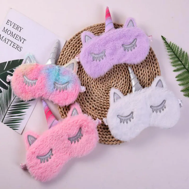 

1 Pcs Unicorn Eye Mask Cartoon Variety Sleeping Mask Plush Eye Cover Eyeshade Relax Mask Suitable for Travel Home Party Gifts
