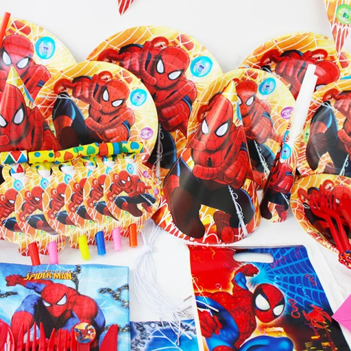 78 шт. роскошные дети День рождения Декорации Человек-паук тематических вечеринок маленьких День рождения pack