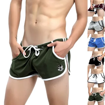 

New 2016 Men Swimwear Sexy trunks Low waist Stripe Patchwork Shorts Boxers suit Mens comfortable Swimsuit man