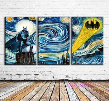 

TARRY NIGHT BATMAN 3 Pieces Canvas Painting Print Living Room Home Decor Modern Wall Art Oil Painting