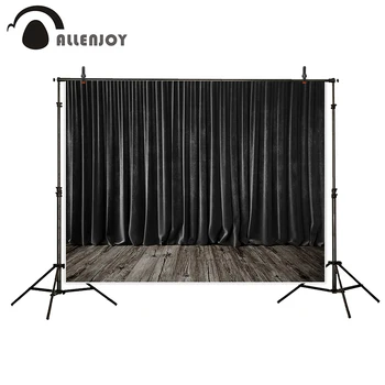 

Allenjoy photography background Black stage curtains wooden floor wedding theme backdrop photo studio camera fotografica