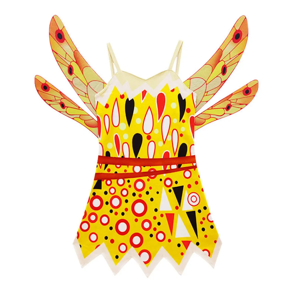 Animation MIA cosplay costumes Girl Vest Wing Top + Pants Suit yellow Dress mia Mia's Elven Kingdom kids Party
