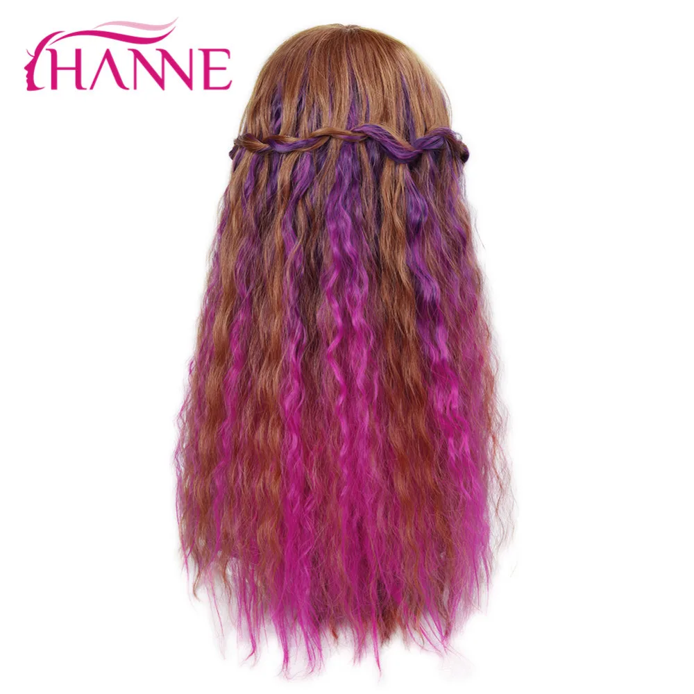 HANNE 24 дюйма 60 см длинные натуральные волнистые Омбре смешанный коричневый/синий/зеленый/розовый/серый/фиолетовый синтетические волосы на заколках для наращивания